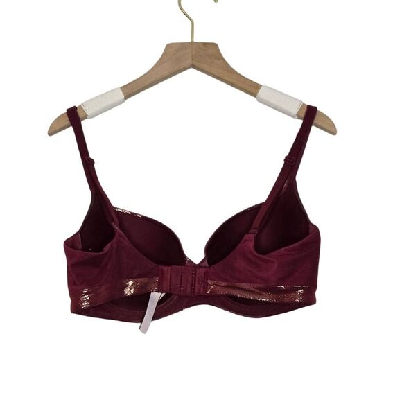 Victoria's Secret Lined Demi Bra Size 32DD Maroon Metallic - Picture 3 of 4